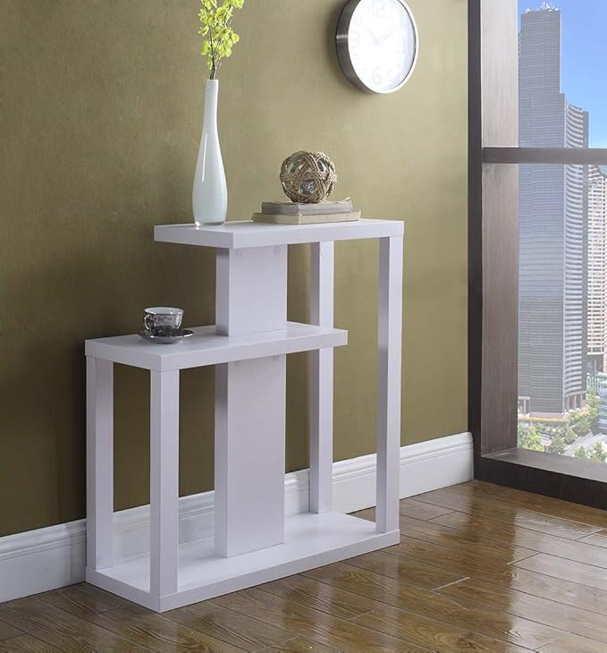 White Finish Modern Console Sofa Entry Table Bookshelf Review