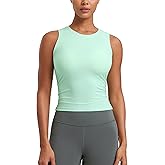 CRZ YOGA Cloudweight Womens Ruched Tank High Neck Workout Fitted Tops Basic Yoga Athletic Sleeveless Shirts