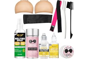 Wig Accessory Essentials Kit Lace Front Wig Glue & Remover, Wig Caps, Elastic Band, Hair Wax Stick, Edge Control, Edge Brush,