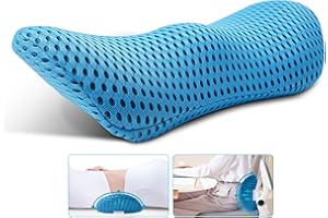 N NEOCUSHION YIQIAOHUI ??? Lumbar Support Pillow for Office Chair,Couch,Car Seat,Recliner and Bed, Neo Cushion Ergonomic Memory Foam Lumbar Pillow for Low Back Pain Relief,Lower Back Pillow for Sleeping(Blue)