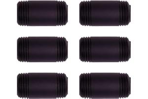 PRIM PIPEWORKS Black 1/2" Steel Pipe - 1.5" Length, Carbon Steel Pipe Fittings, Perfect for Home Décor Projects - Beautiful, Durable, Safe Industrial Pipe – 6 Steel Pipe Nipples