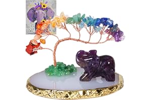 Dreamgirnh Elephant Gifts for Women, Amethyst Elephant Decor Statue Crystals and Healing Stones Chakra Crystal Tree, Cute Sculpture Gemstones Spiritual Home Office Desk Purple Decor, Mothers Day Mom