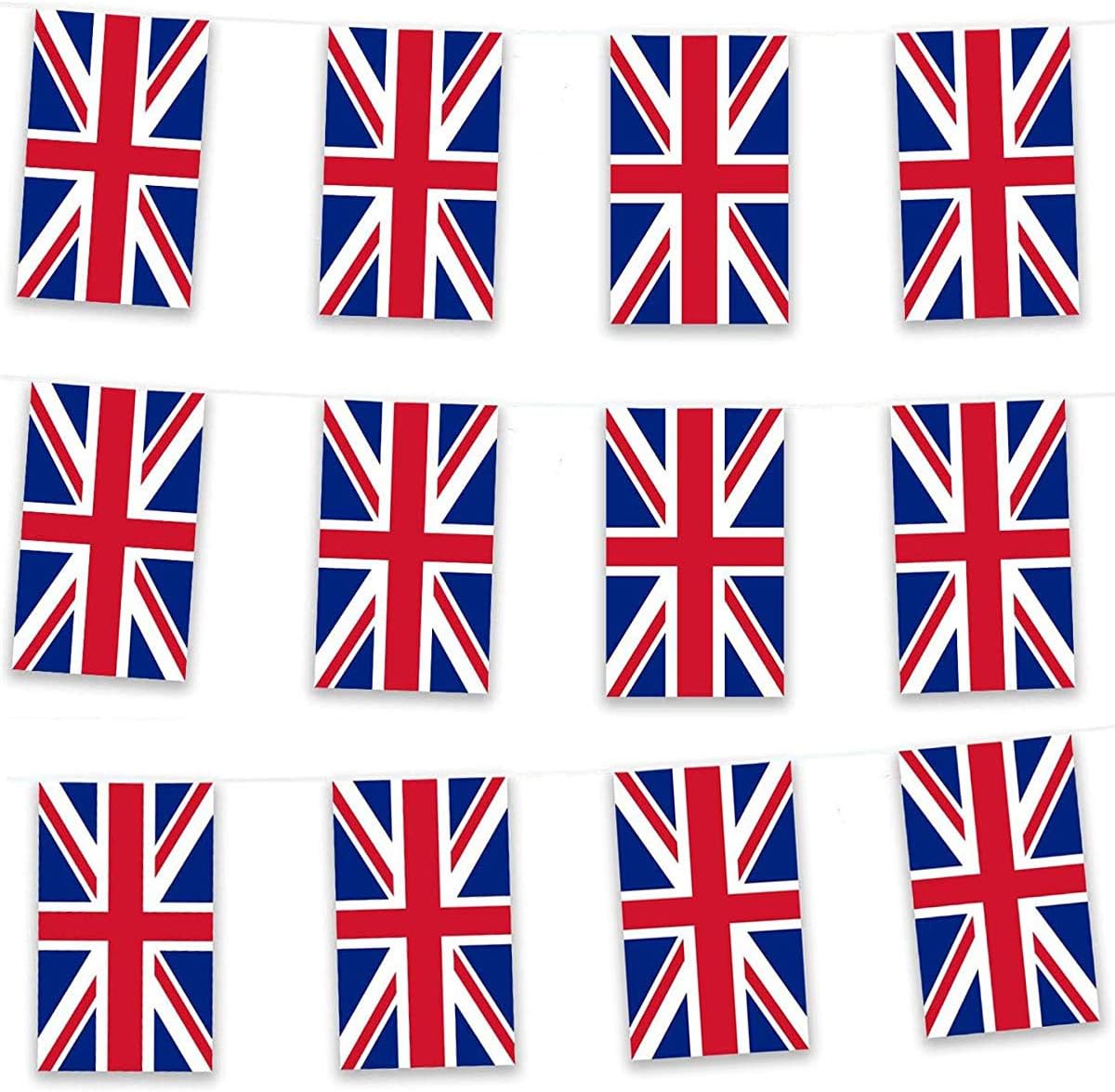 Fabric Union Jack Bunting Flags 10M/ 33ft Long with 30 UK Flags British Banners Party Decor United Kingdom Full Flag Patriotic Themed Bunting for UK National Royal Queens 90th Street Party Decoration
