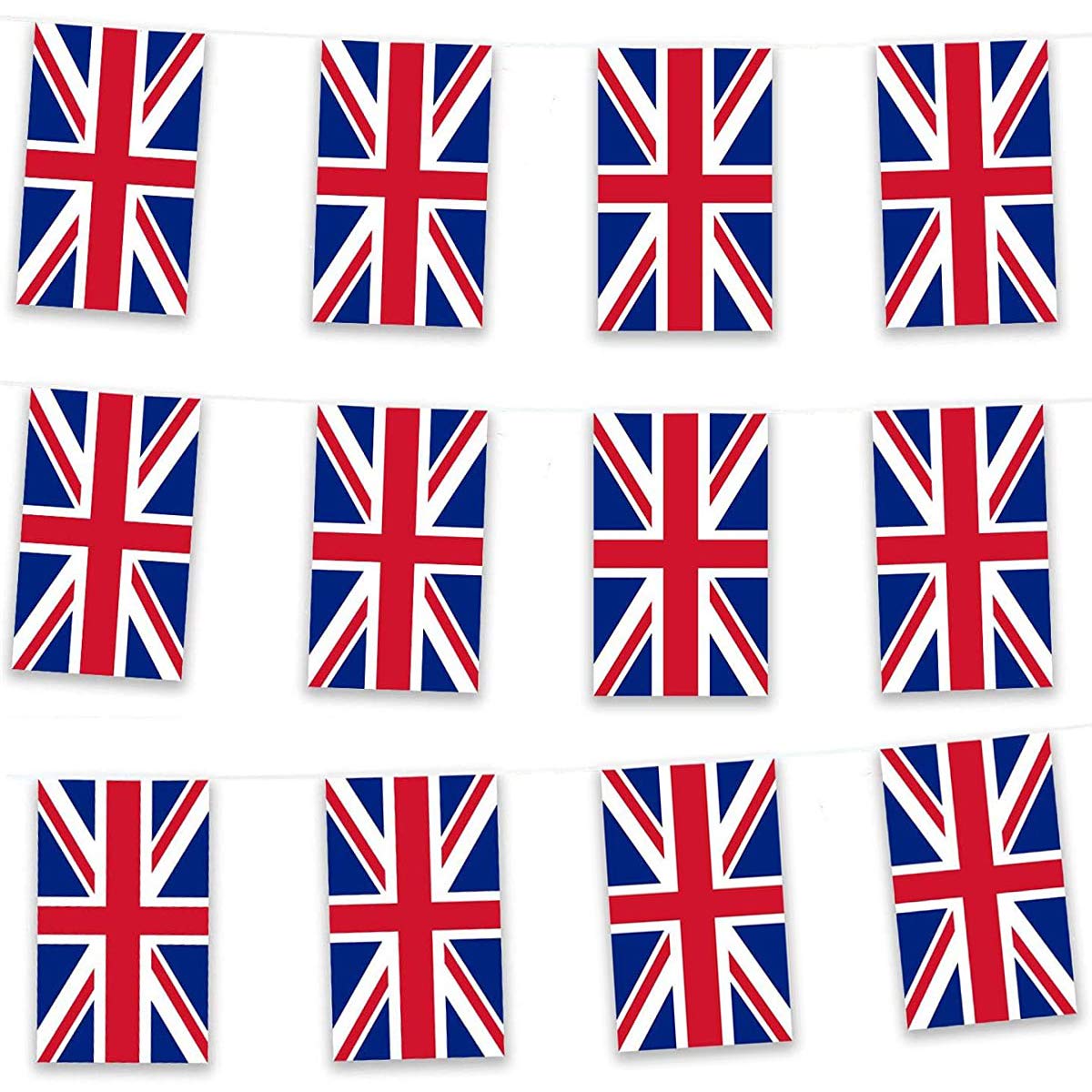 Fabric Union Jack Bunting Flags 10M/ 33ft Long with 30 UK Flags British Banners Party Decor United Kingdom Full Flag Patriotic Themed Bunting for UK National Royal Queens 90th Street Party Decoration