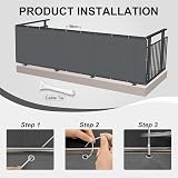 HENG FENG Balcony Privacy Screen 90x300cm PES Windproof UV Protection Anthracite view 4