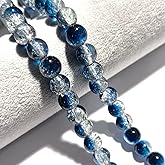 CrzBeadss 265pcs Crackle Glass Beads, 6mm Crystal Bead for Jewelry Making, Round Spacer Glass Crackle Beads, Crafts Crystal Beads Bulk Loose Beads for DIY Craft Earring Necklace Bracelet Jewelry