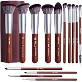 BS-MALL Makeup Brush Set 14 Pcs With Case - Foundation Brush, Concealer Brush, Blush Brush &amp; Flawless Application &ndash; Complete Luxury Cosmetic Brush Kit For Travel &amp; Daily Use (Brown)