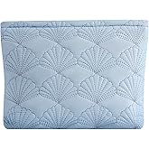 RSRSLEII Quilted Cotton Coquette Makeup bag, Coastal Granddaughter Aesthetic Cosmetic Bag, Cute Seashell Portable Travel Toiletry Pouch (03Light Blue)