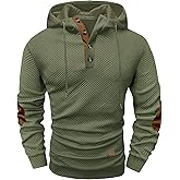 Ryehack Men's Hoodies Pullover Casual Long Sleeve Stand Collar Button Pullover Sweatshirts Color Block Pullover
