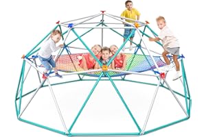 Hapfan Climbing Dome with Climbing Cargo Net, 10ft Dome Jungle Gym with Hammock for Kids Outdoor Playset Monkey Bars Backyard