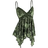 Verdusa Women's Babydoll Tops Y2K Lace Sequin Going Out Top V Neck Camisole Ruffle Peplum Shirts