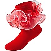 MKYSZLT Girls Ruffle Socks Toddler 4-Layer Big Lace Frilly Dress Socks Turn Cuff Fancy Pageant Sock for Baby Girl Little Kids