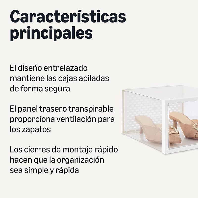 - Caixa Organizadora de Sapatos Empilhável e Dobrável, Média, Pack de 12, Transparente
