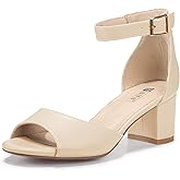 IDIFU Women's Candie Low Block Heels Sandals Peep Toe Chunky Ankle Strap Wedding Dress Shoes