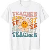 Retro Teacher Daisy Colorful - Elementary School Teacher T-Shirt