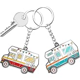 Haigoo Camper Keychain Happy RV Keyring RV Keychain Couples Keychain Set Gifts for Men Women Camping Accessories 2 Pack