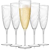 RYTOXILO 48 PCS Plastic Champagne Flutes Disposable, 6 Oz Clear Plastic Champagne Glasses Reusable Wine Cocktail Cups for Weddings Parties Drinking Toasting Home Daily Life (Clear)