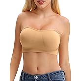 Vetoxka Strapless Bras for Women, Wireless Push Up Non-Slip Bandeau Bra, Padded Tube Top Everyday Bralette