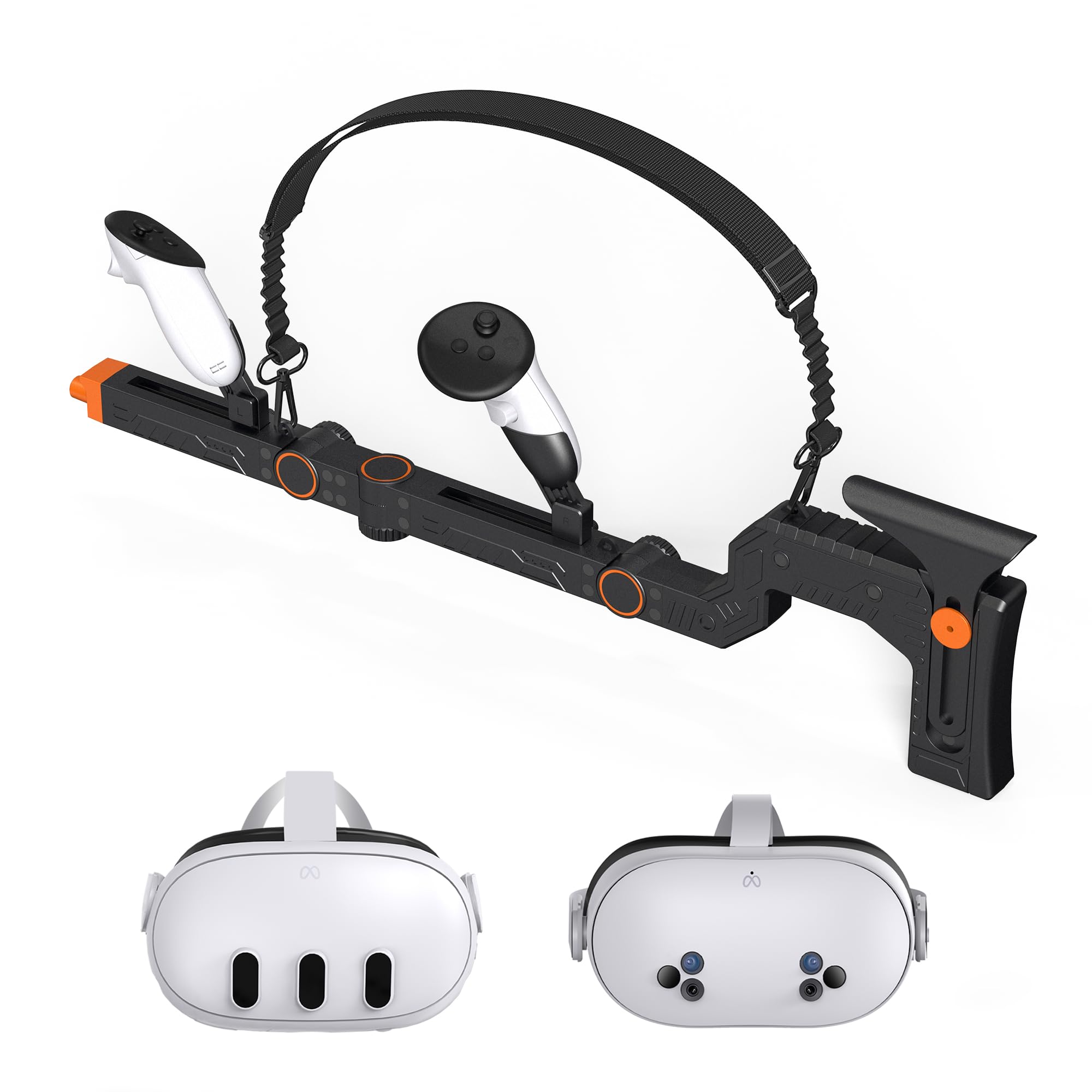 Photo 1 of [Ambidextrous Design] VR Gun Stock for Meta Quest 3/Oculus Quest 3S | Side-Loading Magnetic Design | Faster Mag Changes | Precision Angle Adjustment | Adjustable Cheek Rest & Strap | Lightweight for Enhanced FPS Gameplay