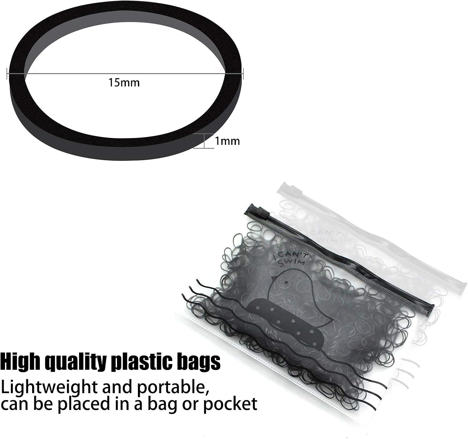 Hanyousheng Pack of 1000 Mini Rubber Bands,Mini Elastic Hair Bands,Soft Elastic Bands,Braiding Rubber Bands for Kids Hair,for Children Hair,Small Dreadlocks,Wedding Hairstyle and More (Black) - Image 3