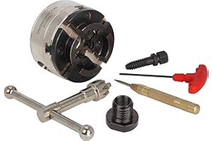 VINWOX 3-3/4INCH 4-Jaw Self-Centering Wood Lathe Chuck, 2" Round Jaw Mounted, 1"x8TPI thread & 3/4"x16TPI Adapter, Tightening Key, T Allen Wrench, Screw Chuck, SCK4-3.75, Nickle electric Coating Body
