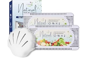 CallaBurst Refrigerator Deodorizer - Unscented Odor Eliminator for Freezer, Cooler, Lunch Boxes - Two Rectangle, One Shell Shaped - Freezer Deodorizer, Refrigerator Freshener, (3-Pack)