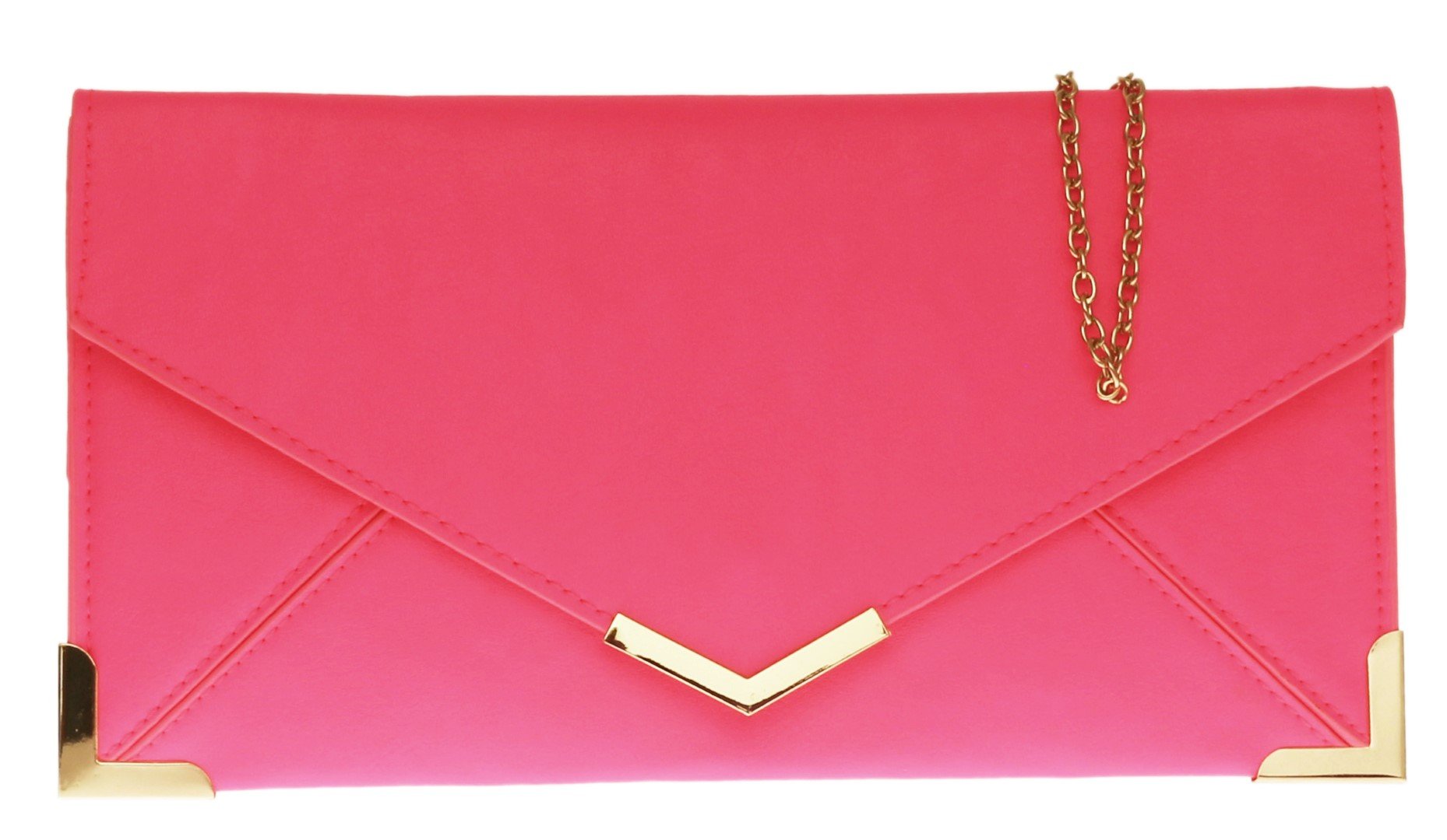 Girly Handbags Womens Faux Leather Clutch Bag Small (Fuchsia)