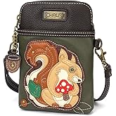 CHALA Crossbody Cell Phone Purse | Women's Multi-Color Wristlet Handbags with Adjustable Strap (Olive_ Squirrel)