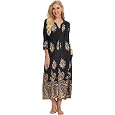 Bloggerlove House Dresses for Women Zip Up Robes Soft Cotton Nightgown Half Sleeve House Coat Long Night Gowns Sleepwear