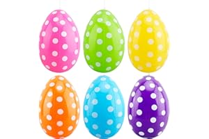 OCTADAY 6 Pack Jumbo Inflatable Easter Eggs 16 Inch Large Colorful Easter Egg Inflatables Blow up Easter Egg Ornaments for Easter Indoor Outdoor Yard Garden Party, 6 Colors