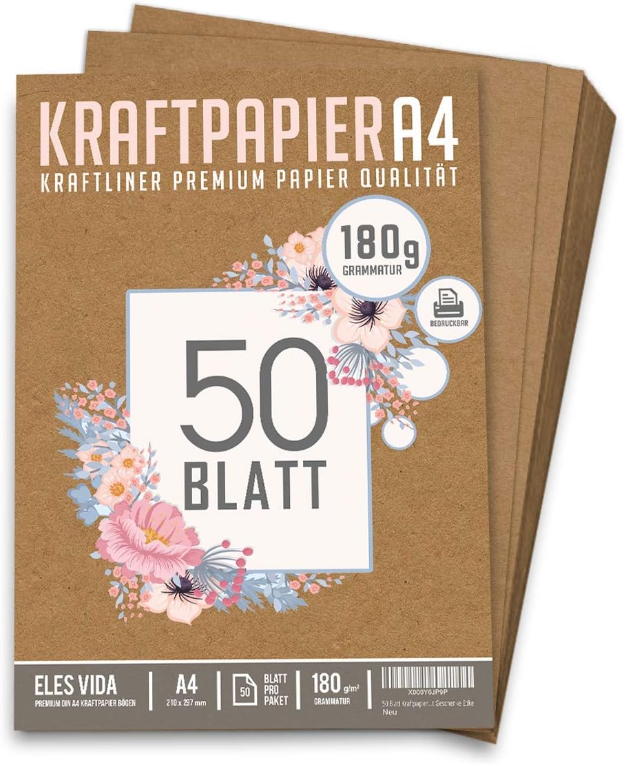 Risma Di Carta A4 Bianca Carta Kraft Avana 120 Gr - Confezione Da 100 Fogli A4 Per Fai Da Te E Creazioni Carta Per Imballaggi