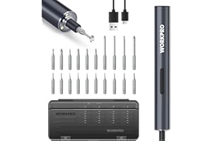 WORKPRO Mini Electric Screwdriver, Electric Precision Screwdriver with S2 Steel Bits, Magnetic Design, Rechargeable Cordless 