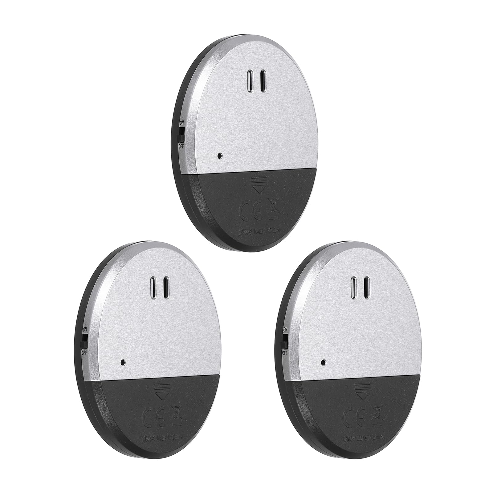 PATIKIL Door Window Alarm, 3 Pack 125dB Vibration Alarm Sensor Door Window Security Open Alarms, Black Silver Tone