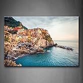Italy Cinque Terre Wall Art Manarola Sea Mediterranean Wall Art Amalfi Coast Painting Pictures Print On Canvas City The Pictu