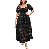 EYWOL Women's Cocktail Formal Guest Dresse 3D Lace Sweetheart Neckline A Line Maxi Dresses