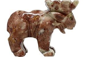 Nelson Creations, LLC Moose Natural Soapstone Hand-Carved Animal Charm Totem Stone Carving Figurine, Inch, 1.5 Inch