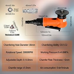 2 in 1 Mini Pneumatic Chamfering Machine, 45° Arc