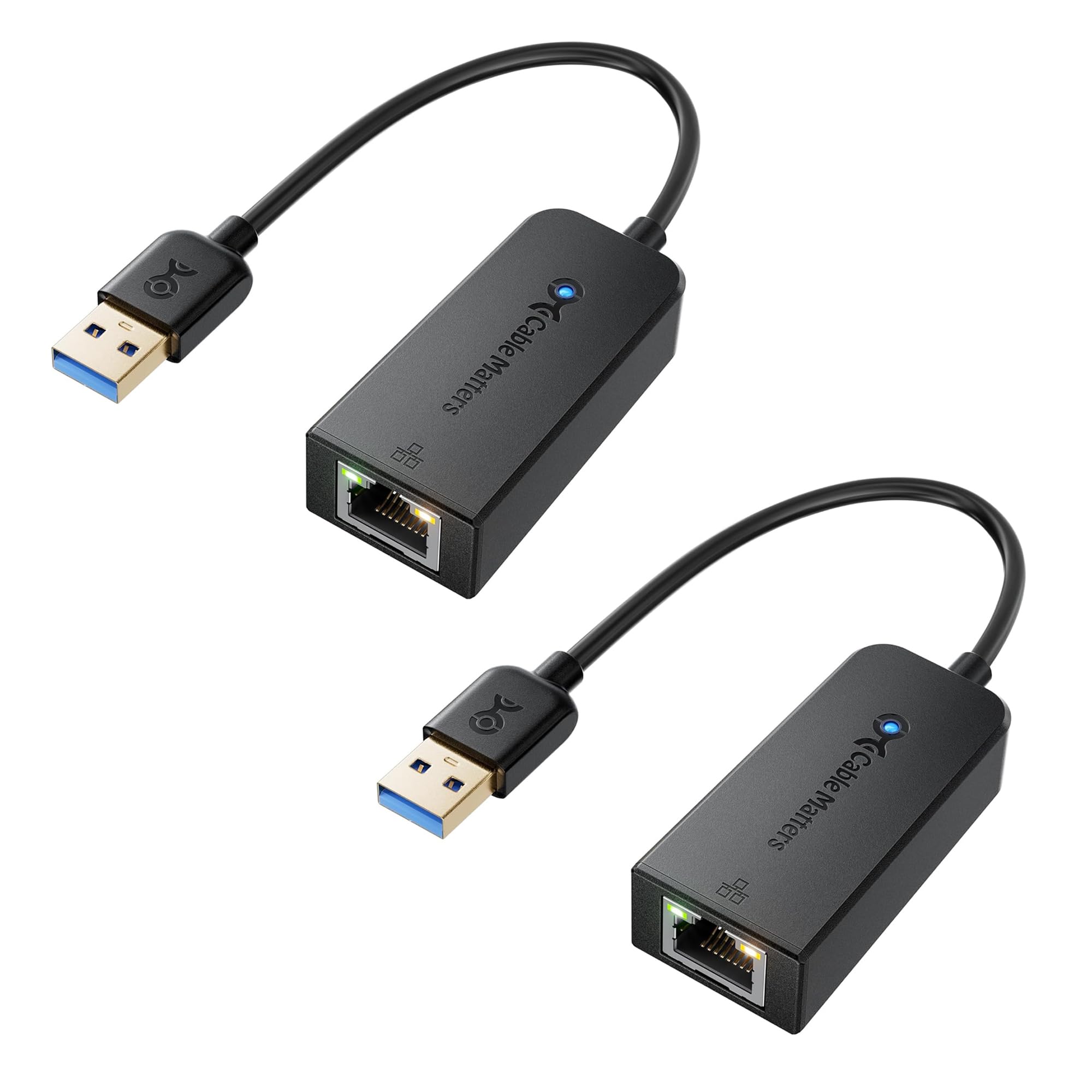 Cable Matters 2-Pack USB to Ethernet Adapter - Plug & Play with PXE MAC Address Clone Support, USB 3.0 to Gigabit Ethernet Adapter for Laptop, Supporting 10/100/1000Mbps