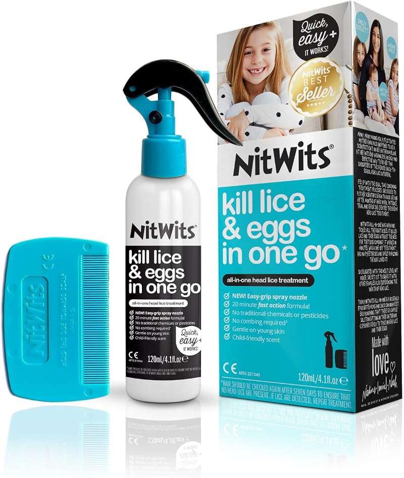 NitWits All-In-One Head Lice Treatment Spray 120ml & Nit Comb