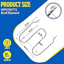 WP9760771 Broil Element Compatible with Whirlpool