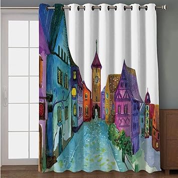 Amazon Com Iprint Blackout Patio Door Curtain Cartoon Decor