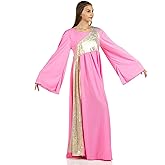 Danzcue Womens Shimmery Asymmetrical Bell Sleeve Dance Dress