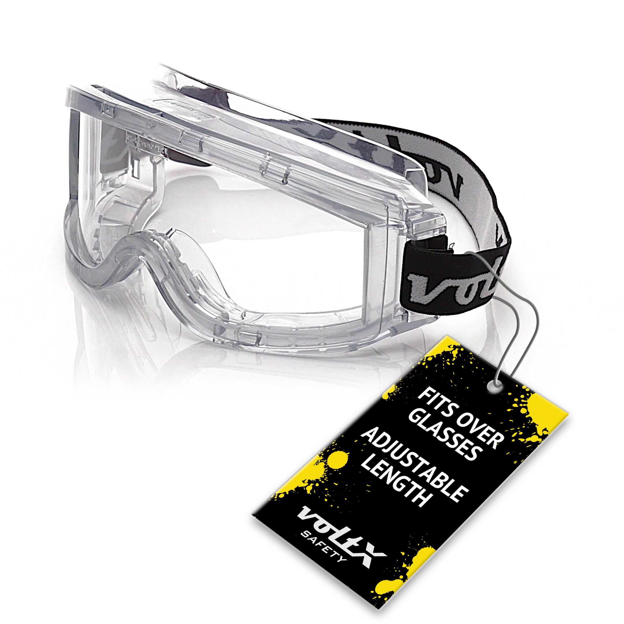 voltX 3 x DEFENDER GOGGLES indirect ventilated safety goggles, suitable as OVERGOGGLES, CE EN166B, EN170-certified, Anti fog coated and scratch-resistant UV400 lens.