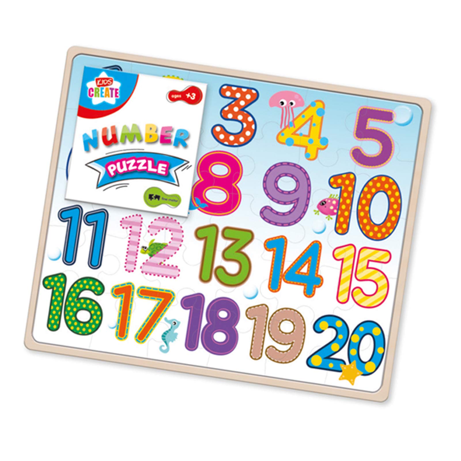 Kids Create Slim Wooden Sea Life Number Puzzle Board 3+