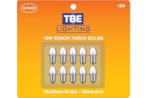 TBE LIGHTING Replacement 18V Xenon Flashlight Bulbs, Pack of 10 Energy Flashlight Bulbs Compatible with 18 Volt Cordless Work Lights and 18v Flashlights
