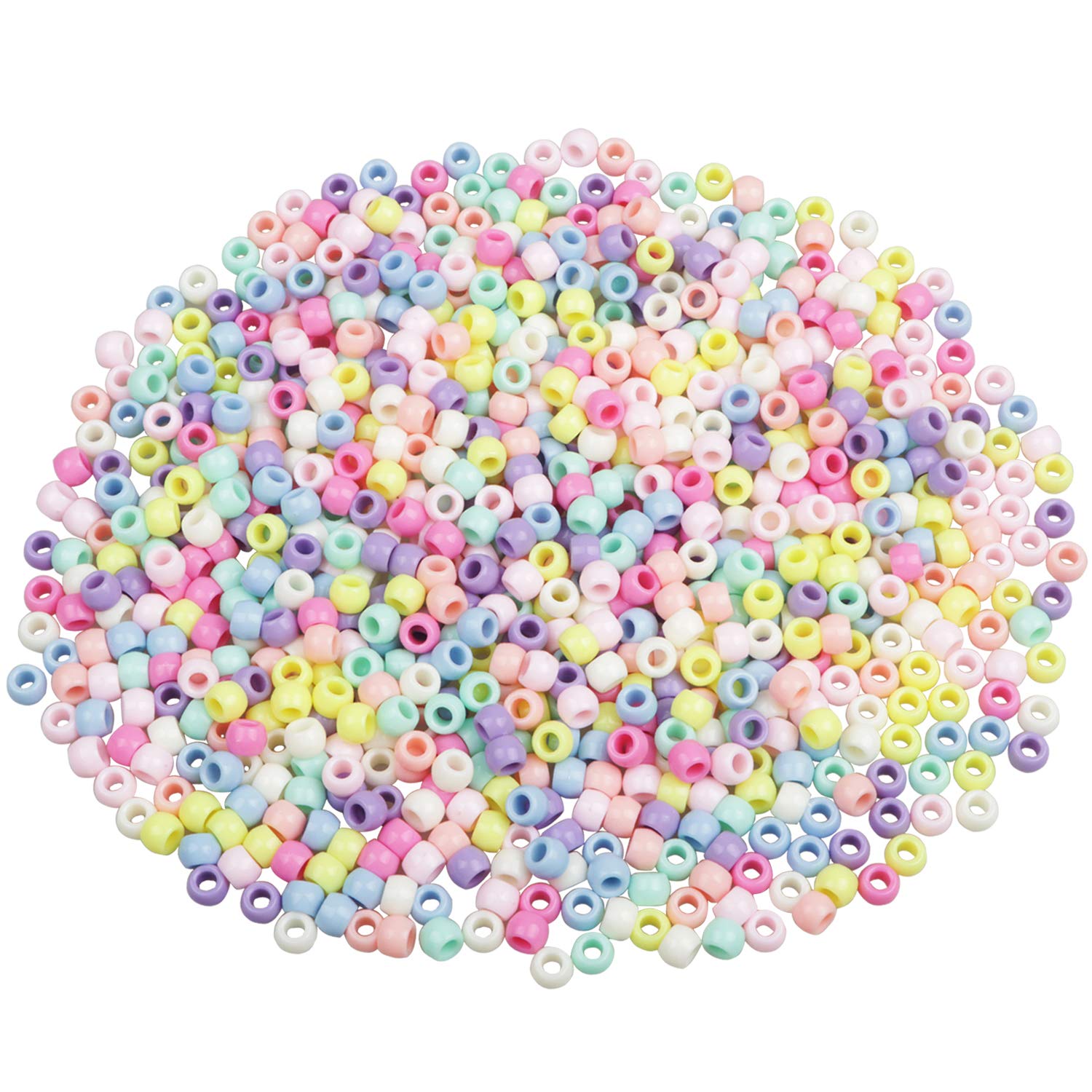 HUASUN 8mm Pony Beads - 800pcs Multi-Color Acrylic Loose Beads for Hair Braiding, Hair Clips, DIY Jewellery, Friendship Bracelets and Keychains