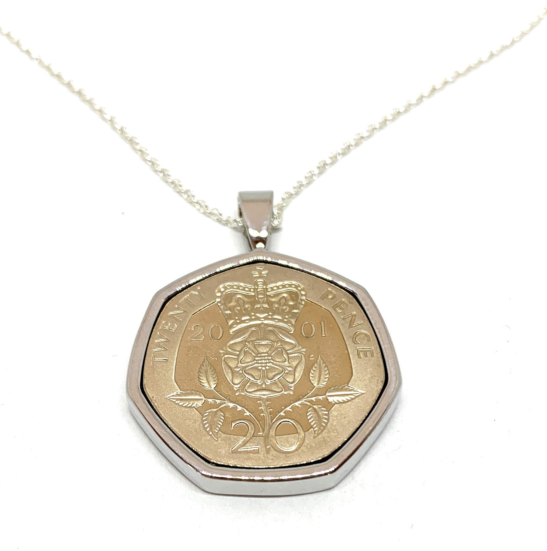 Premium 2001 Original 20p for a 25th birthday/Anniversary Pendant ideal for a 25th birthday