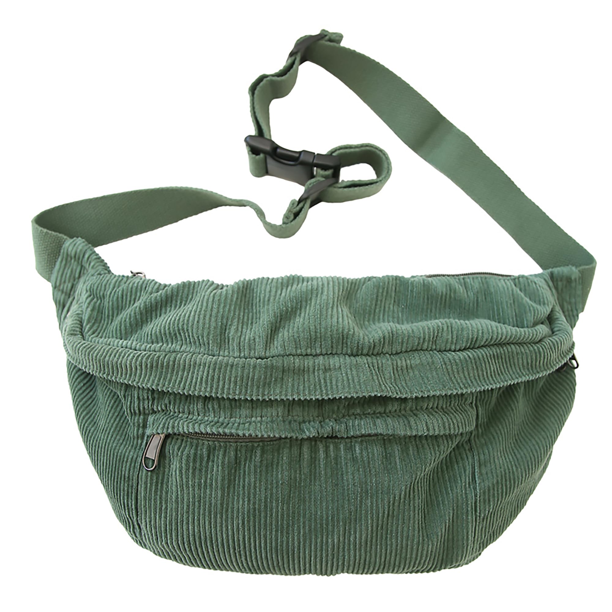 Photo 1 of Micmores Crossbody Bags for Women Men Corduroy Fanny Pack Oversize Shoulder Purse Cute Belt Bum Sling Bag for Travel Running (Green)