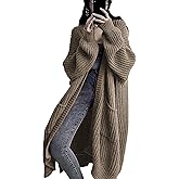 LQAQL Women's Plus Size Oversized Long Cardigan Sweaters Chunky Knit Open Front Duster Coats with Pockets Winter Outwear