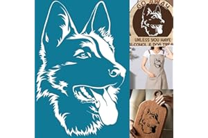 Alinacutle German Shepherd Silkscreen Stencil,Reusable Self-Adhesive Silk Screen Printing, Dog,Pet, Fur Family,for Printing on Wood/Fabric/Paper, 8.5" x 11"